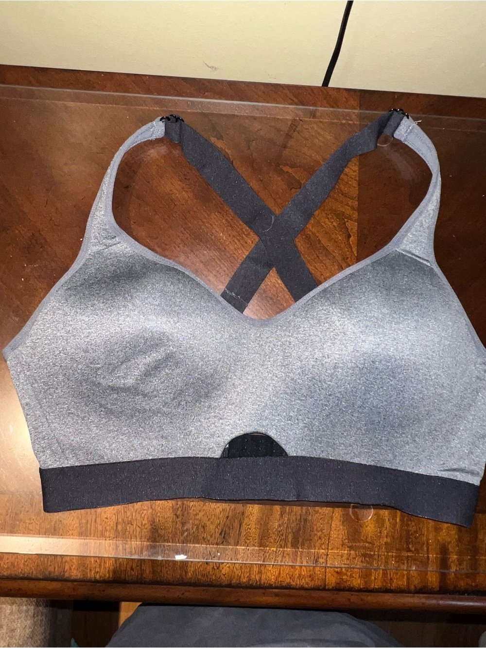 Seamless Gray Cross-Back Sports Bra - Soft Everyday Support